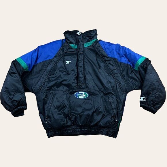 STARTER Blue and Green Windbreaker Jacket - Picture 1 of 8